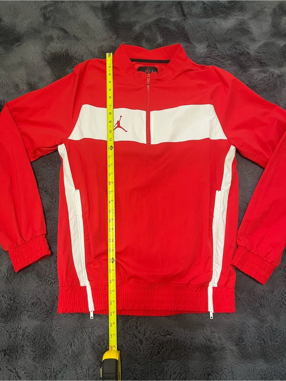 Jordan Team Woven Windbreaker Jacket Red White Men Size M Half Zip